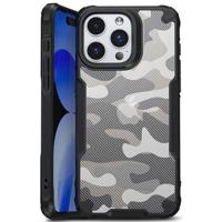 iPhone 15 Plus Anti-Shock Hybride Hoesje - Camouflage - Zwart - thumbnail