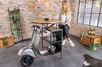 Vintage bartafel UPCYCLING SCOOTER 120cm zilver mangohout rond handgemaakt - 43596