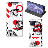 Mobiel BookCase OPPO A73 5G Skull Red - thumbnail