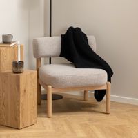 Bendt Fauteuil Conni, Eikenhout en bouclé - Beige - thumbnail