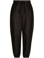 Dolce & Gabbana logo-patch drawstring-waist trousers - Noir