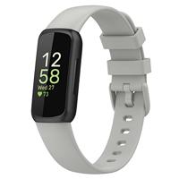 By Qubix - Compatible met Fitbit Inspire 3 - Sportbandje met gesp - Maat: Small Grijs - Room wit - Compatible fitbit bandje