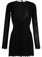 Alessandra Rich robe en maille ajourée à sequins - Noir