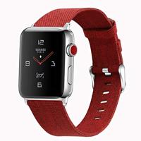 By Qubix - Canvas nylon bandje - Rood - Compatible met Apple Watch 44mm / 45mm / 46mm / 49mm - Compatible Apple watch bandjes