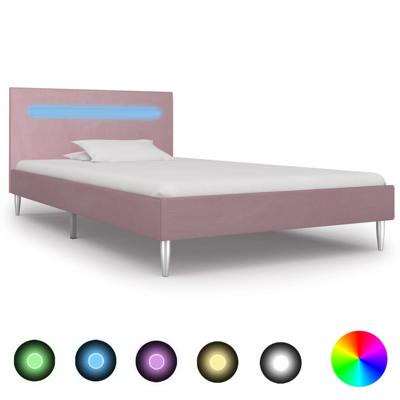 vidaXL Bedframe met LED stof roze 90x200 cm