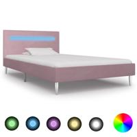vidaXL Bedframe met LED stof roze 90x200 cm