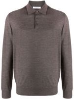 Cruciani fine-knit long-sleeved polo shirt - Marron - thumbnail