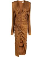 Alexandre Vauthier robe longue froncée à ornements - Marron