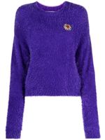 Moschino pull en laine à fleurs appliquées - Violet