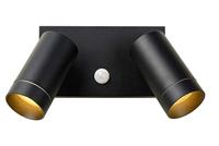 Lucide TAYLOR - Wandspot/Wandlamp Binnen/Buiten - 2xGU10 - IP54 - Bewegingssensor - Zwart