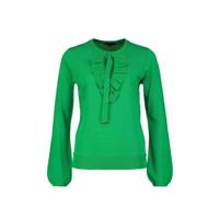 Claudia Sträter fijngebreide trui met ruches groen