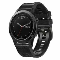 By Qubix - leer + siliconen bandje - Zwart - Compatible met Garmin Instinct 3 / Instinct E - 45mm - Compatible Garmin bandje - Bandbreedte: 22mm