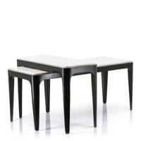 By Boo bijzettafel wayne marmer hout wit set van 2 38 x 90 x 35