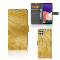 Samsung Galaxy A22 5G Book Style Case Licht Hout - thumbnail