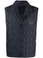 Ferragamo gilet matelassé à patch logo - Bleu