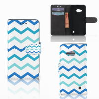 Microsoft Lumia 550 Telefoon Hoesje Zigzag Blauw