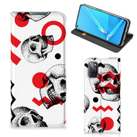 Mobiel BookCase OPPO A52 | A72 Skull Red