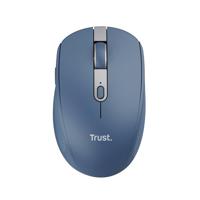 Trust Ozaa Stille Draadloze Muis Bluetooth + 2.4GHz, Compacte Wireless Mouse, 60% Gerecycled Plastic, Oplaadbare Bluetooth Mouse PC Computer Laptop Windows Android Mac - Blauw