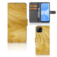 OPPO A73 5G Book Style Case Licht Hout - thumbnail