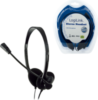 LogiLink Stereo Headset Earphones with Microphone Bedraad Hoofdband Oproepen/muziek Zwart