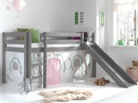 Bed ALIZE met glijbaan 90x200 cm grijs pijnboom tent Chateau - thumbnail