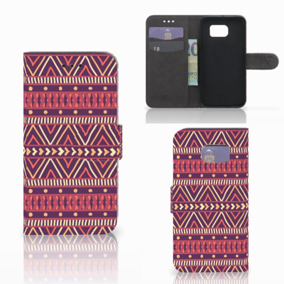 Samsung Galaxy S6 | S6 Duos Telefoon Hoesje Aztec Paars Samsung Galaxy S6 | S6 Duos Telefoon Hoesje Aztec Paars