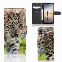 Huawei P20 Lite Telefoonhoesje met Pasjes Baby Luipaard - thumbnail