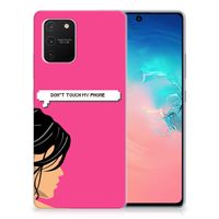 Samsung Galaxy S10 Lite Silicone-hoesje Woman Don't Touch My Phone - thumbnail