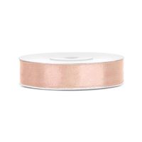 1x Perzik roze satijnlint rollen 1,2 cm x 25 meter cadeaulint verpakkingsmateriaal