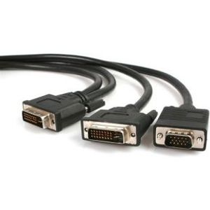 StarTech.com 1,8 m DVI-I mannelijke naar DVI-D mannelijke en HD15 VGA mannelijke videosplitterkabel