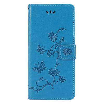 Shop4 - Samsung Galaxy M51 Hoesje - Wallet Case Bloemen Vlinder Blauw Shop4 - Samsung Galaxy M51 Hoesje - Wallet Case Bloemen Vlinder Blauw