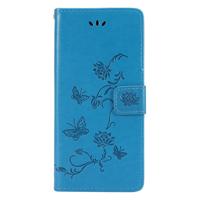 Shop4 - Samsung Galaxy M51 Hoesje - Wallet Case Bloemen Vlinder Blauw