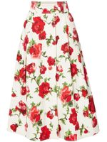 Carolina Herrera jupe trapèze à fleurs imprimées - Blanc - thumbnail