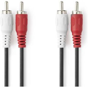 Stereo-Audiokabel | 2x RCA Male | 2x RCA Male | Vernikkeld | 3.00 m | Rond | Zwart | Label