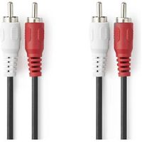 Stereo-Audiokabel | 2x RCA Male | 2x RCA Male | Vernikkeld | 3.00 m | Rond | Zwart | Label