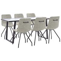 vidaXL 7-delige Eethoek kunstleer grijs