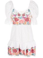 LoveShackFancy robe courte Thressey en broderies anglaises - Blanc