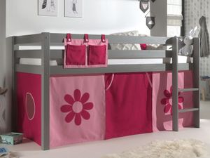 Bed ALIZE halfhoogslaper 90x200 cm grijs pijnboom tent Flower