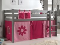 Bed ALIZE halfhoogslaper 90x200 cm grijs pijnboom tent Flower - thumbnail