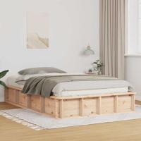 vidaXL Bedframe met opslag Bruin 140 x 190 cm Massief grenenhout