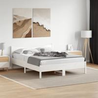 vidaXL Bedframe met hoofdbord massief grenenhout wit 160x200 cm, bed, slaapkamermeubel, houten bed, tweepersoonsbed, houten bedframe, bedbodem