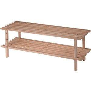 Houten schoenenrek/schoenenstandaard 2-laags 77 x 26 x 30 cm