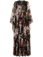 Dolce & Gabbana floral-print silk maxi dress - BLACK