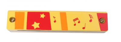 Johntoy houten mondharmonica 13 cm geel Johntoy houten mondharmonica 13 cm geel