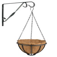 Hanging basket 30 cm met muurhaak - metaal - complete hangmand set - thumbnail