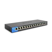 Linksys LGS116-EU 16-poorts onbeheerde Gigabit-netwerkswitch - Ethernet-switch/hub met metalen behuizing voor thuis en kantoor - Tafelmodel of wandbevestiging, Ethernet-splitter, Plug-and-play