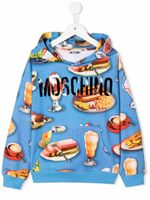 Moschino Kids hoodie ample à logo imprimé - Bleu