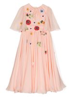 Dolce & Gabbana Kids robe en soie à fleurs brodées - Rose