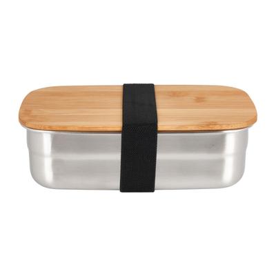 Broodtrommel - rvs/bamboe - 17.5x12 cm Broodtrommel - rvs/bamboe - 17.5x12 cm