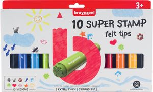 Bruynzeel Kids viltstiften Super Stamp, etui van 10 geassorteerde kleuren